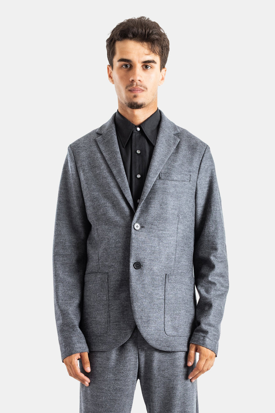Harris Wharf Houndstooth Wool Blazer — Gray
