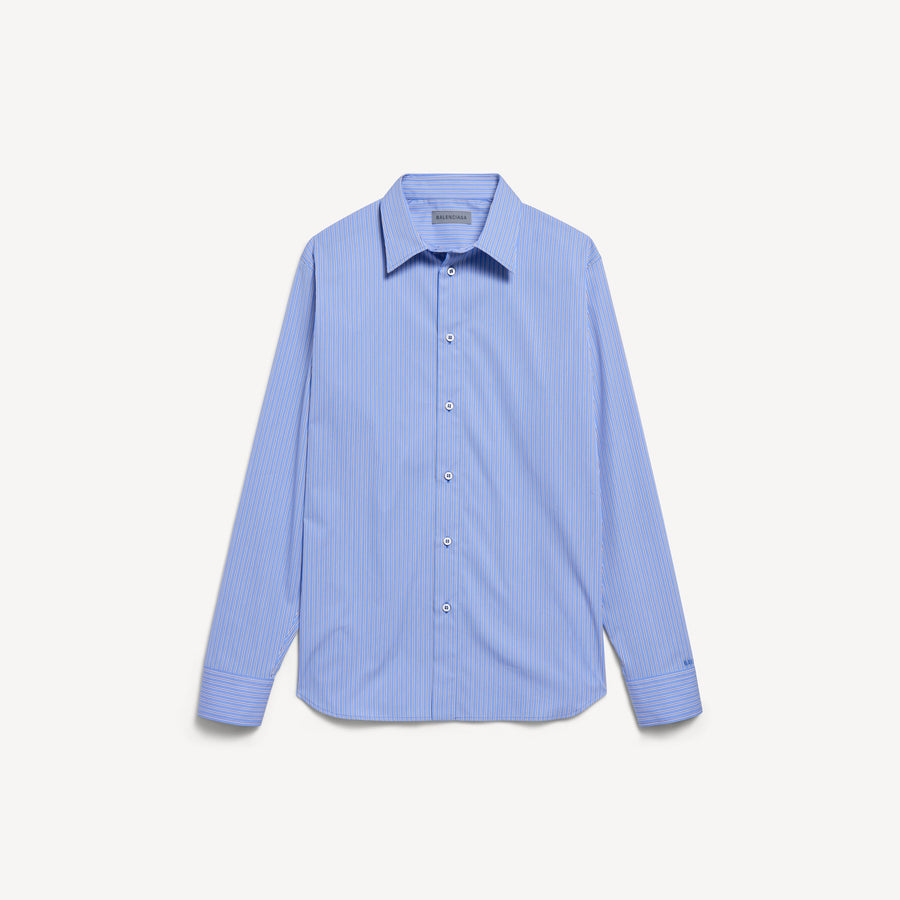 Balenciaga Striped Cotton Shirt — Blue