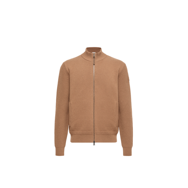 Moncler كارديغان محبوك بسحاب — بني