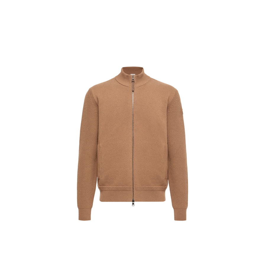 Moncler كارديغان محبوك بسحاب — بني