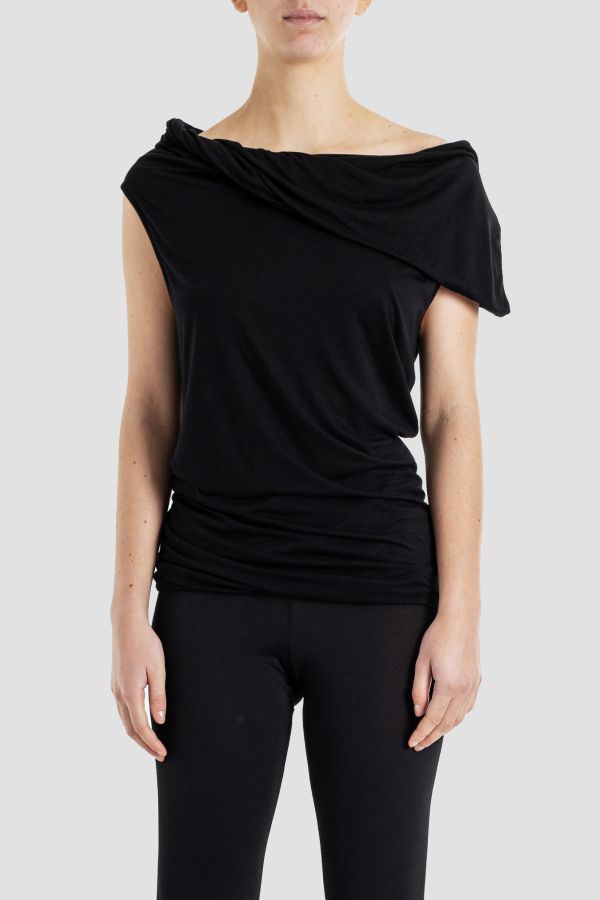 Rick Owens غير متماثل منسدل بلوزة – أسود