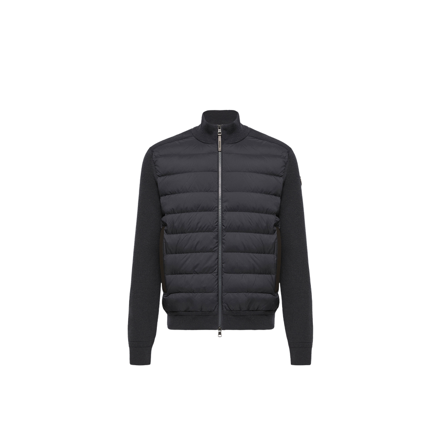 Moncler جاكيت مبطن هجين بقبعة جاكيت — كحلي