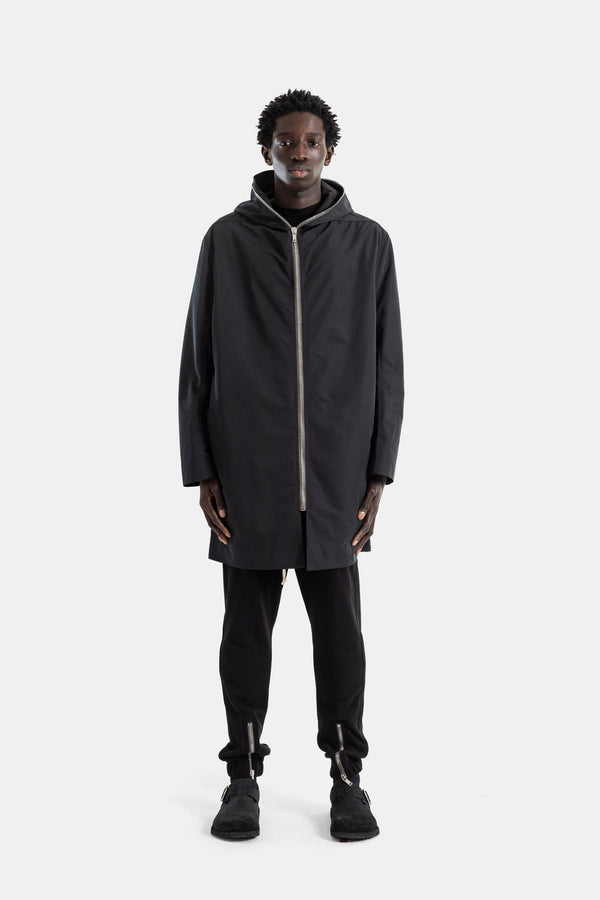Rick Owens معطف مقاوم للماء ذو قلنسوة – أسود