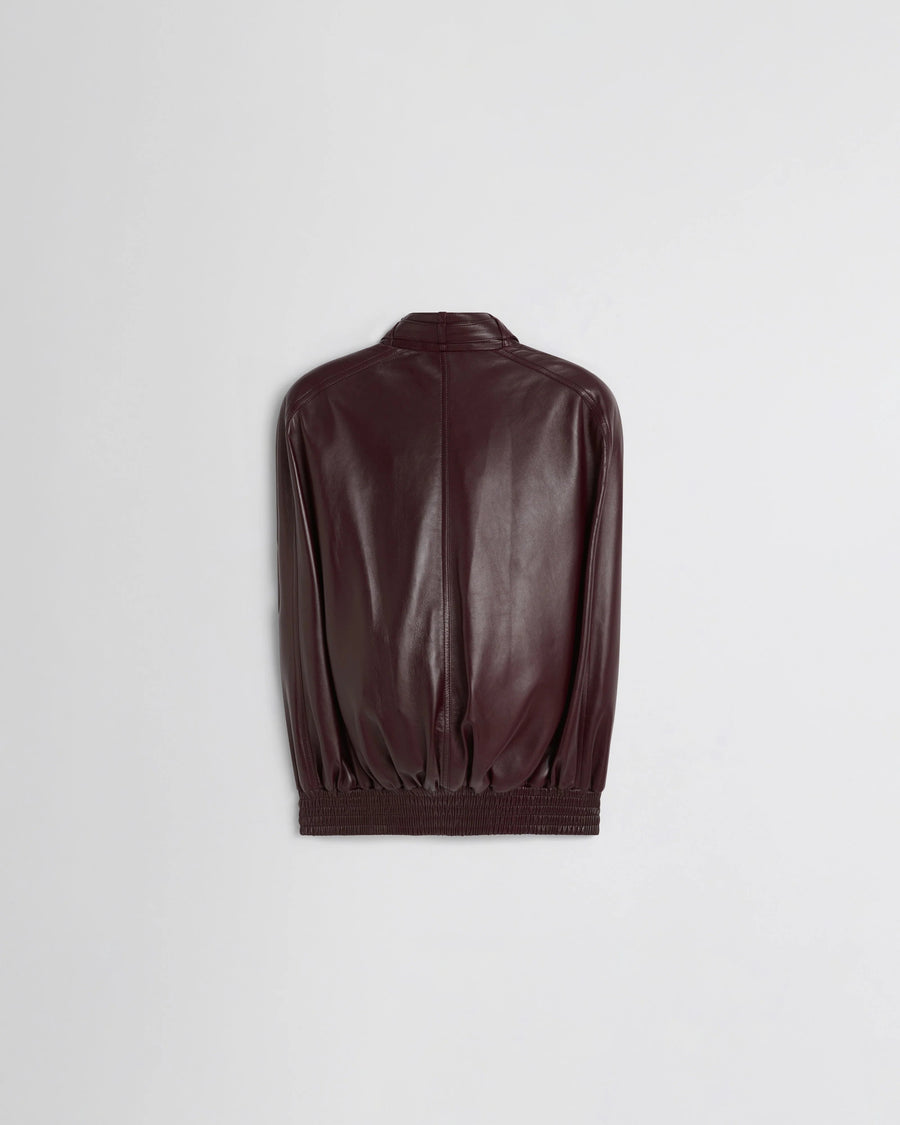 Phoebe Philo Leather Bomber Jacket — Maroon