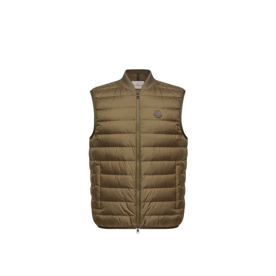 Moncler صدرية مبطنة بالزغب - كاكي