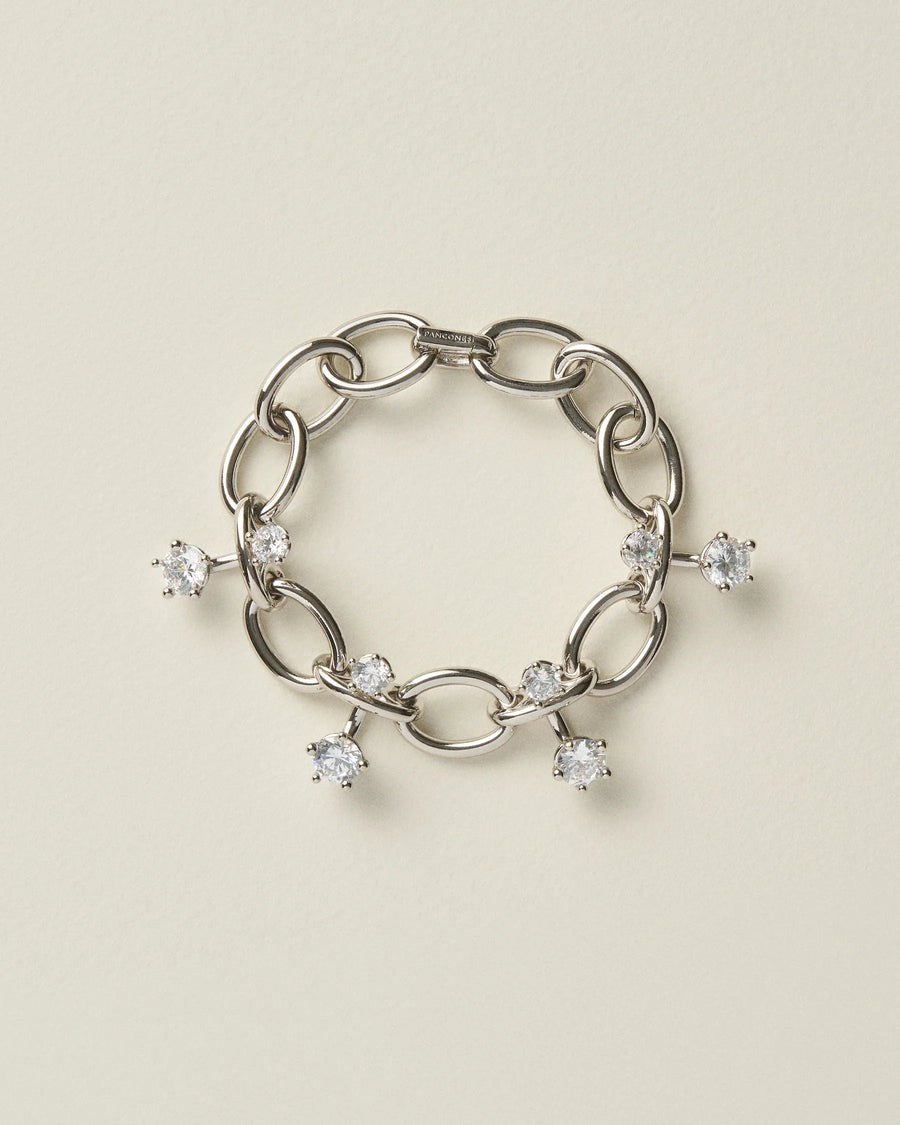 Panconesi Chain Link with Crystal Charms Bracelet — Silver