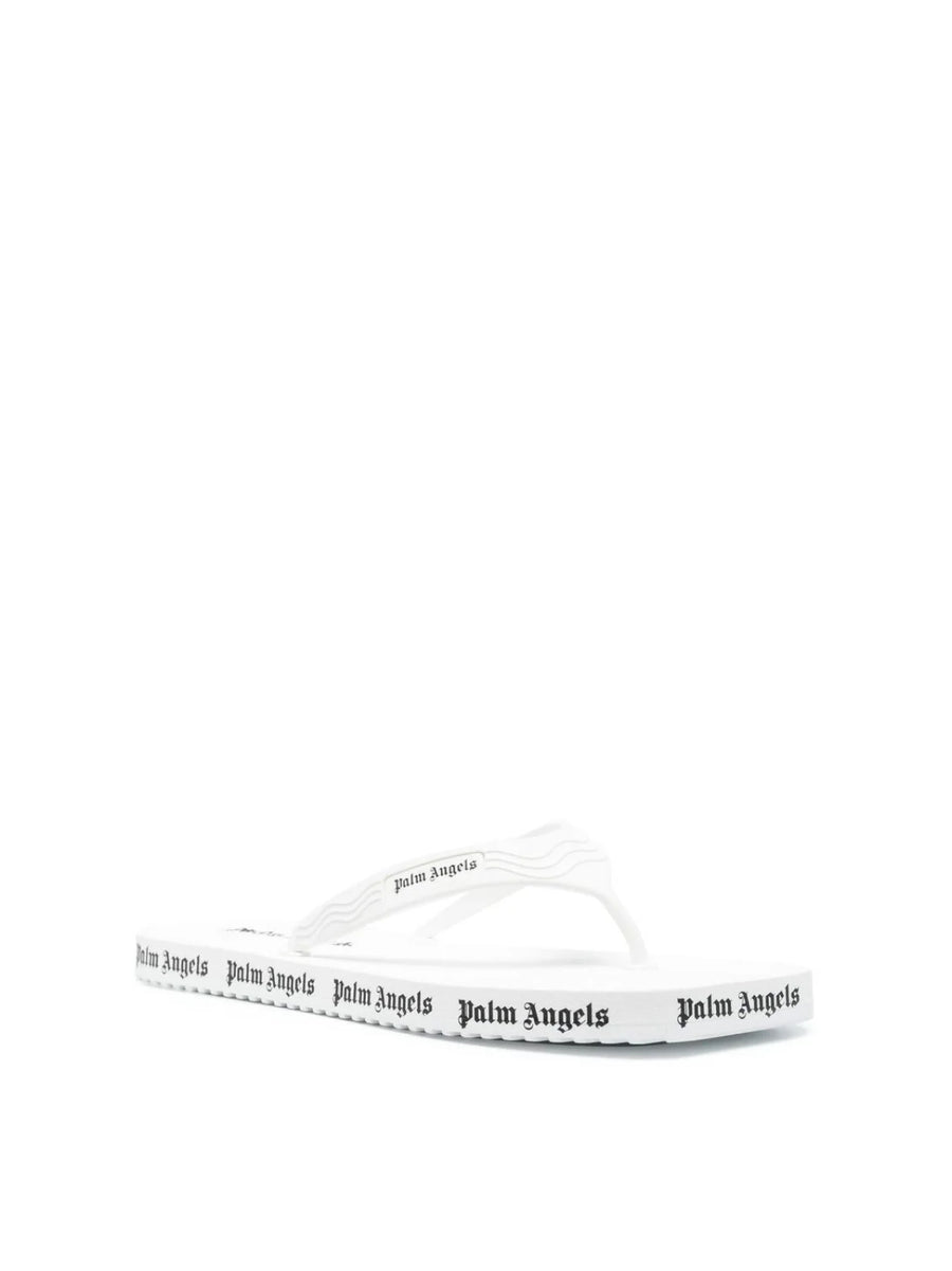 Palm Angels Logo-Embossed Flip Flops — White