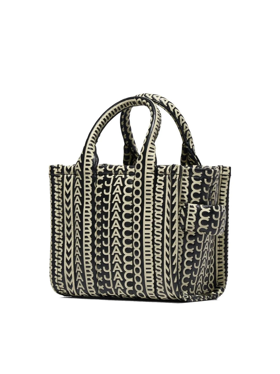 Marc Jacobs Logo-Embroidered Leather Tote Bag — Black