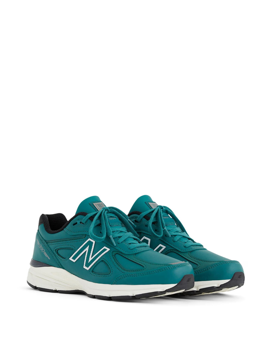New Balance Leather and Mesh Sneaker — Teal