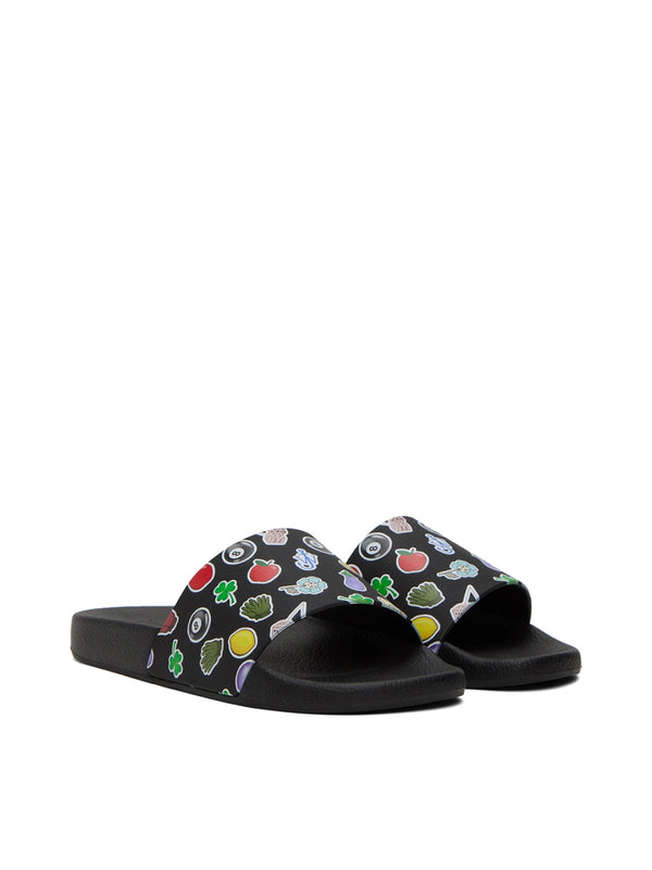JW Anderson Sticker Logo Slides — Black
