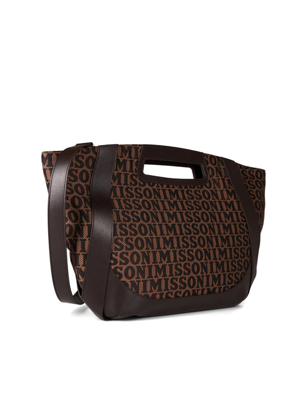 Missoni Logo Jacquard Tote Bag — Brown