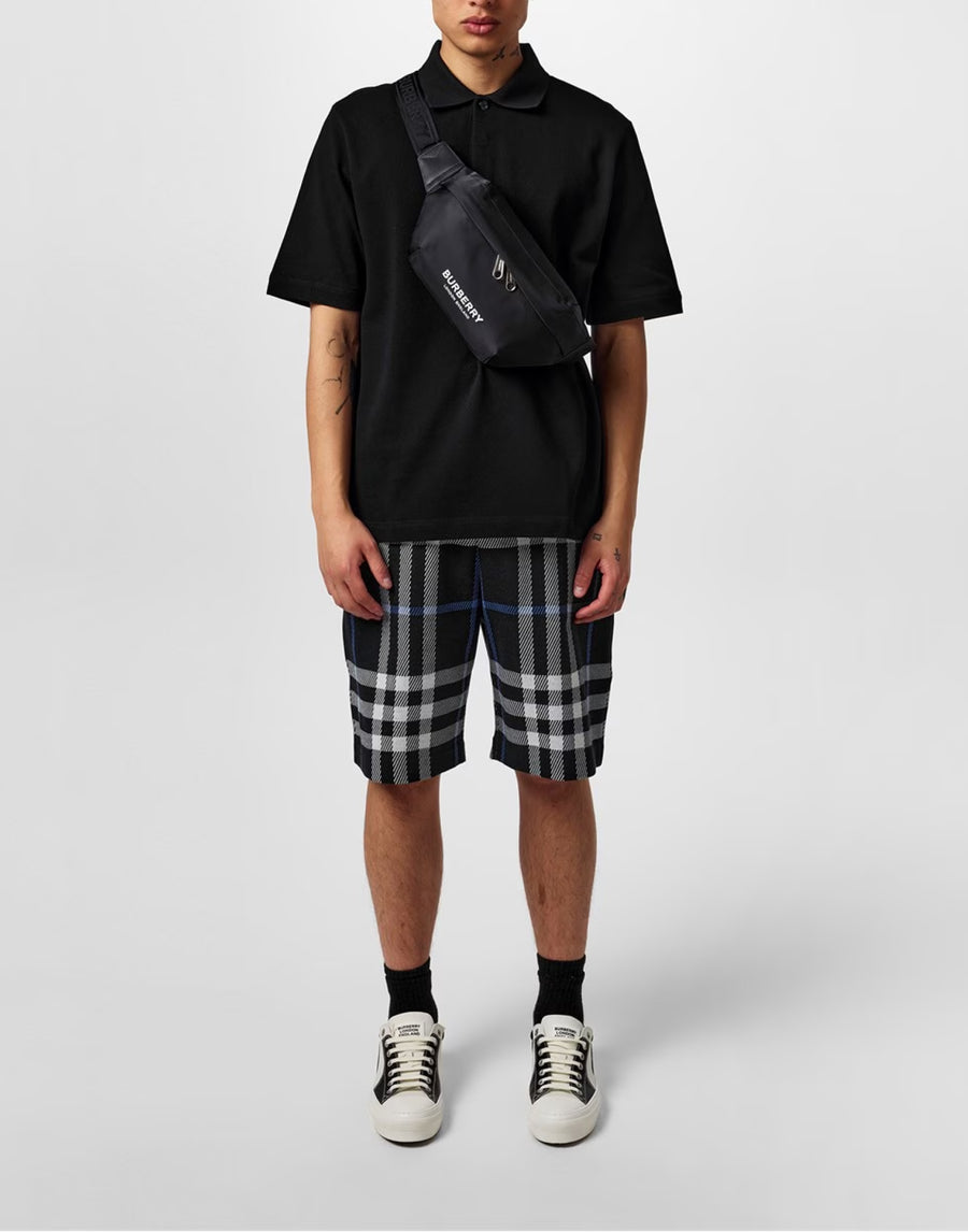 Burberry Short Sleeved Cotton Polo Shirt — Black