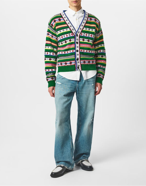Kenzo Fairisle Jacquard Wool-Blend Cardigan — Green