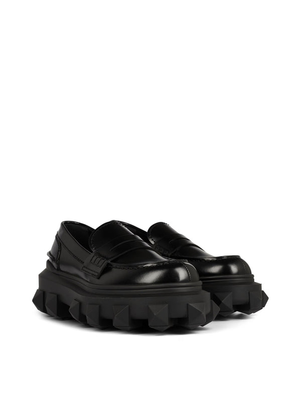 Valentino Garavani Trackstud Loafers — Black