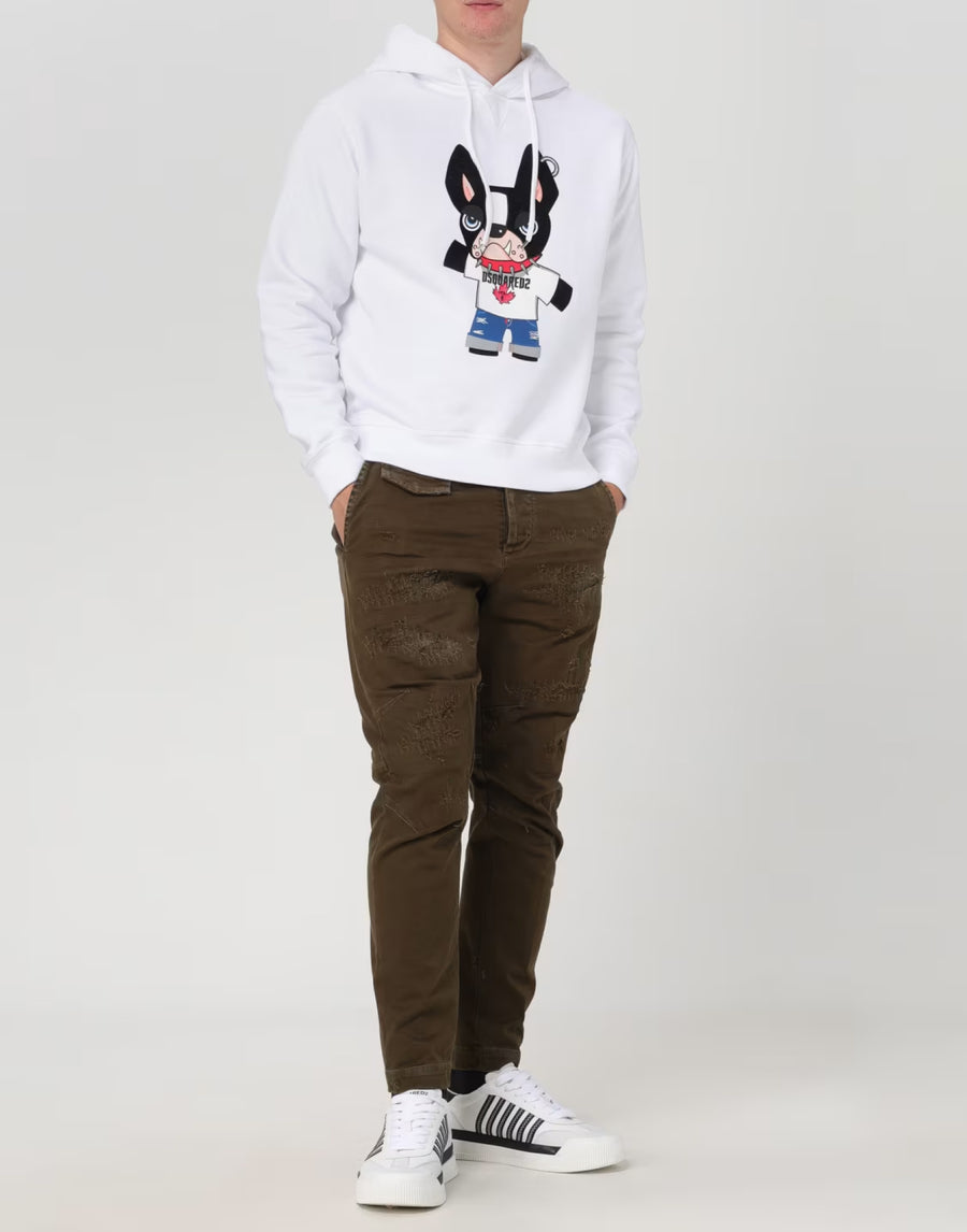 Dsquared2 Logo-Printed Cotton Hoodie — White