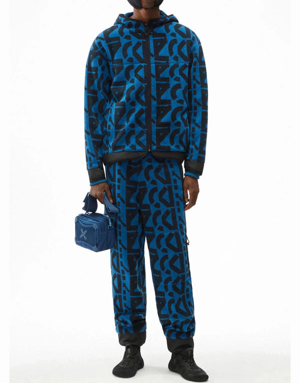 Kenzo Allover Monogram Zipped Hoodie — Blue