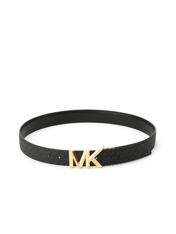 Michael Kors MK Buckle Reversible Monogram Belt — Black