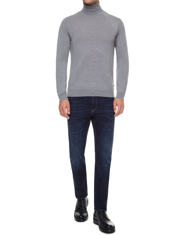 Hugo Boss Virgin Wool Turtleneck Sweater — Gray