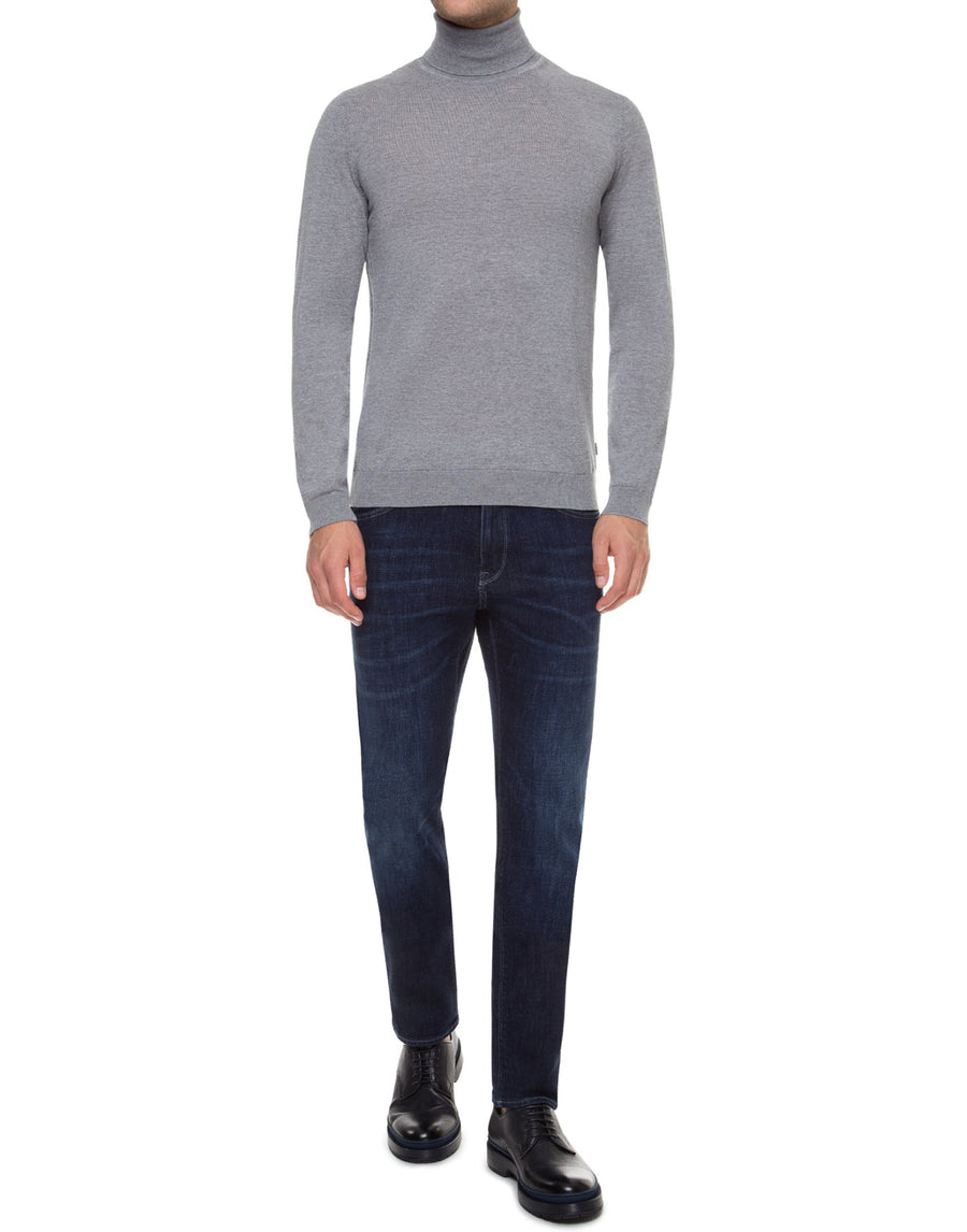 Hugo Boss Virgin Wool Turtleneck Sweater — Gray