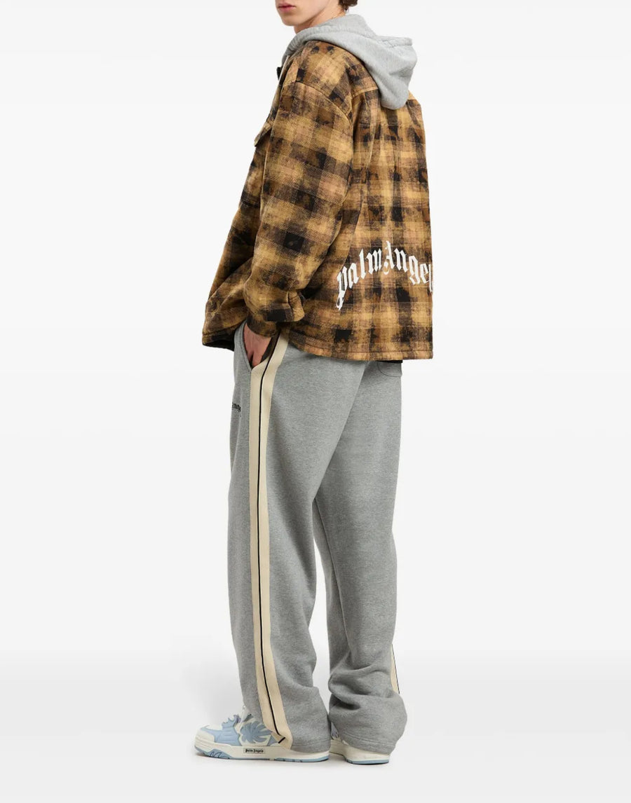 Palm Angels Curved Logo Check Overshirt — Brown