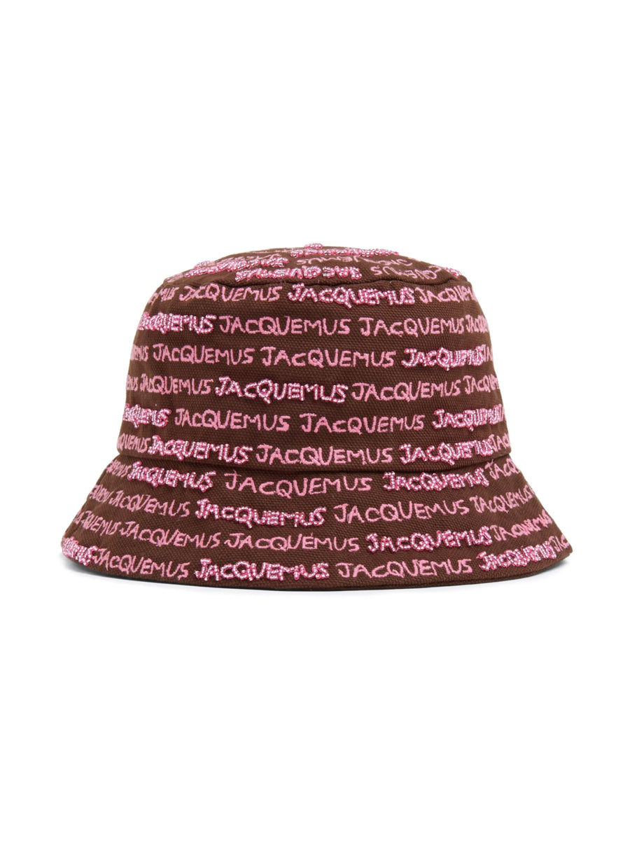 Jacquemus 235AC4515035850 شعار - قبعة باكيت مطرزة قطن — بني