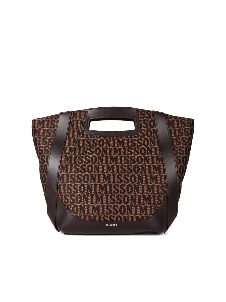 Missoni شعار جاكار حقيبة توت — بني