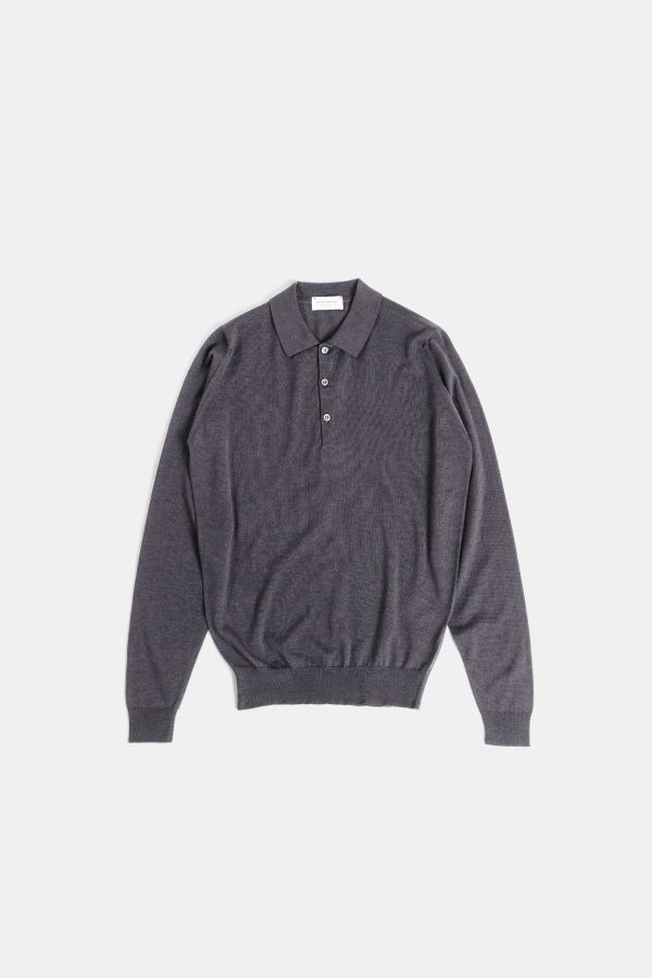Smedley Extra-fine merino wool polo in gray