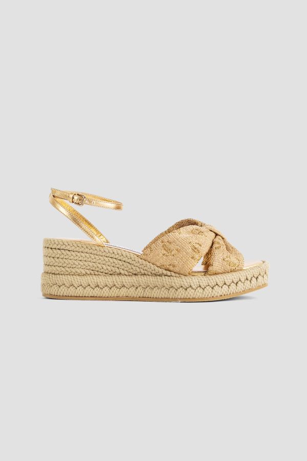 Jimmy Choo Jacquard canvas sandal in gold