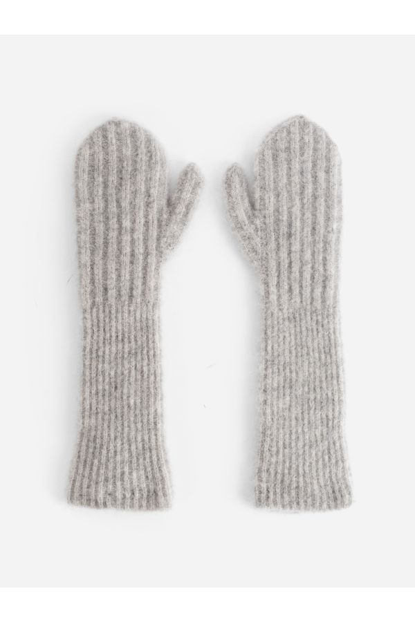 Bb Wallace Brushed cashmere-inspired ribbed knit glove in gray