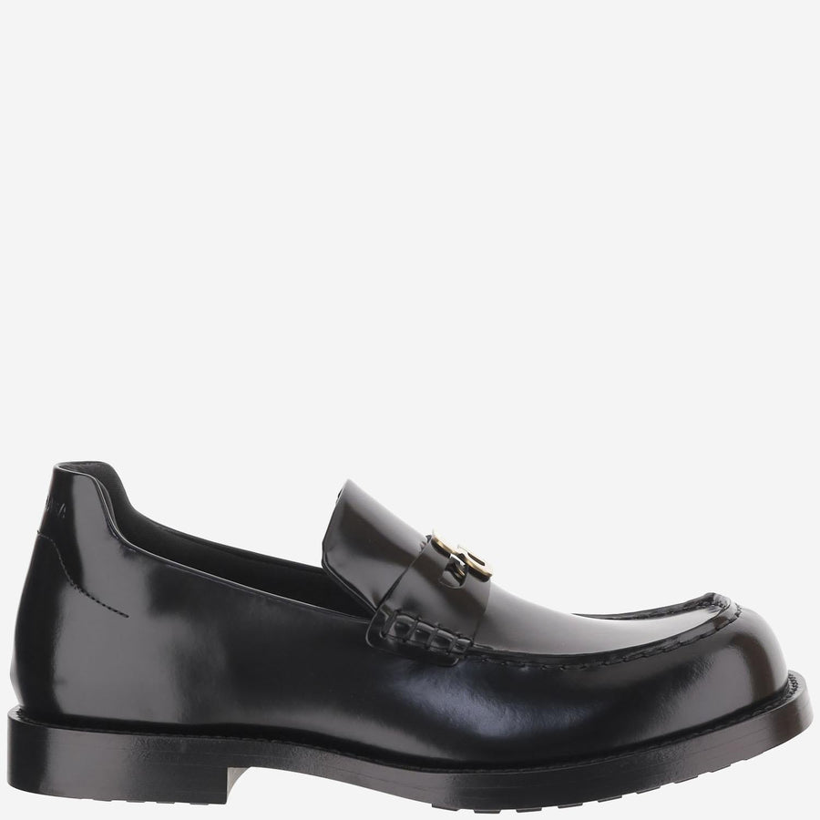 Leather Loafer With Logo Black Calf