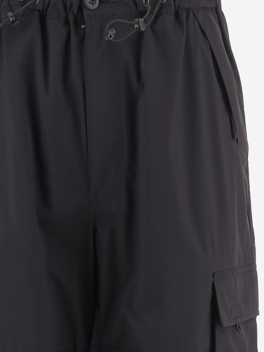 Wide-Leg Nylon Trousers Black