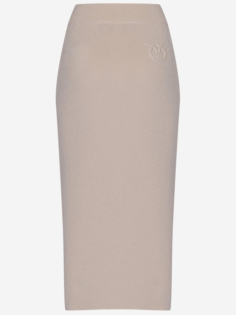 Rainbow Skirt Lurex Piqué Fabric Beige Viscose