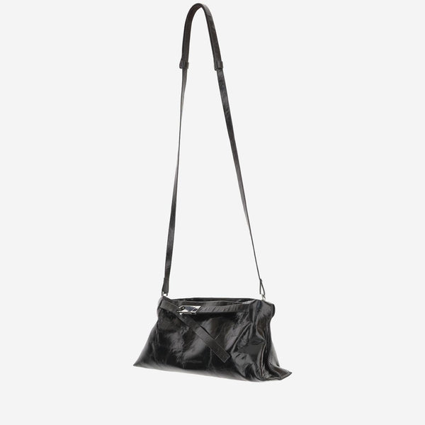 Glossy Leather Bag Black Shoulder
