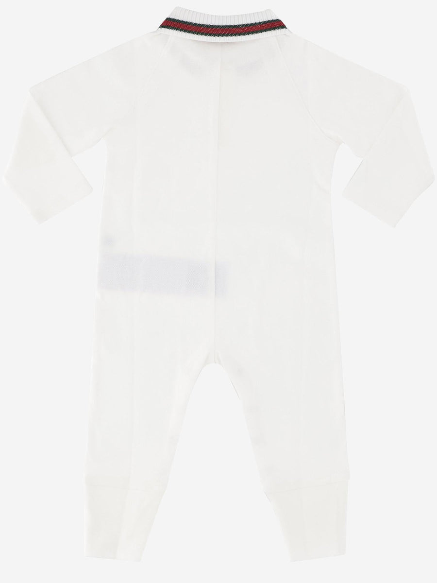 Stretch Cotton Romper With Web White Rompers