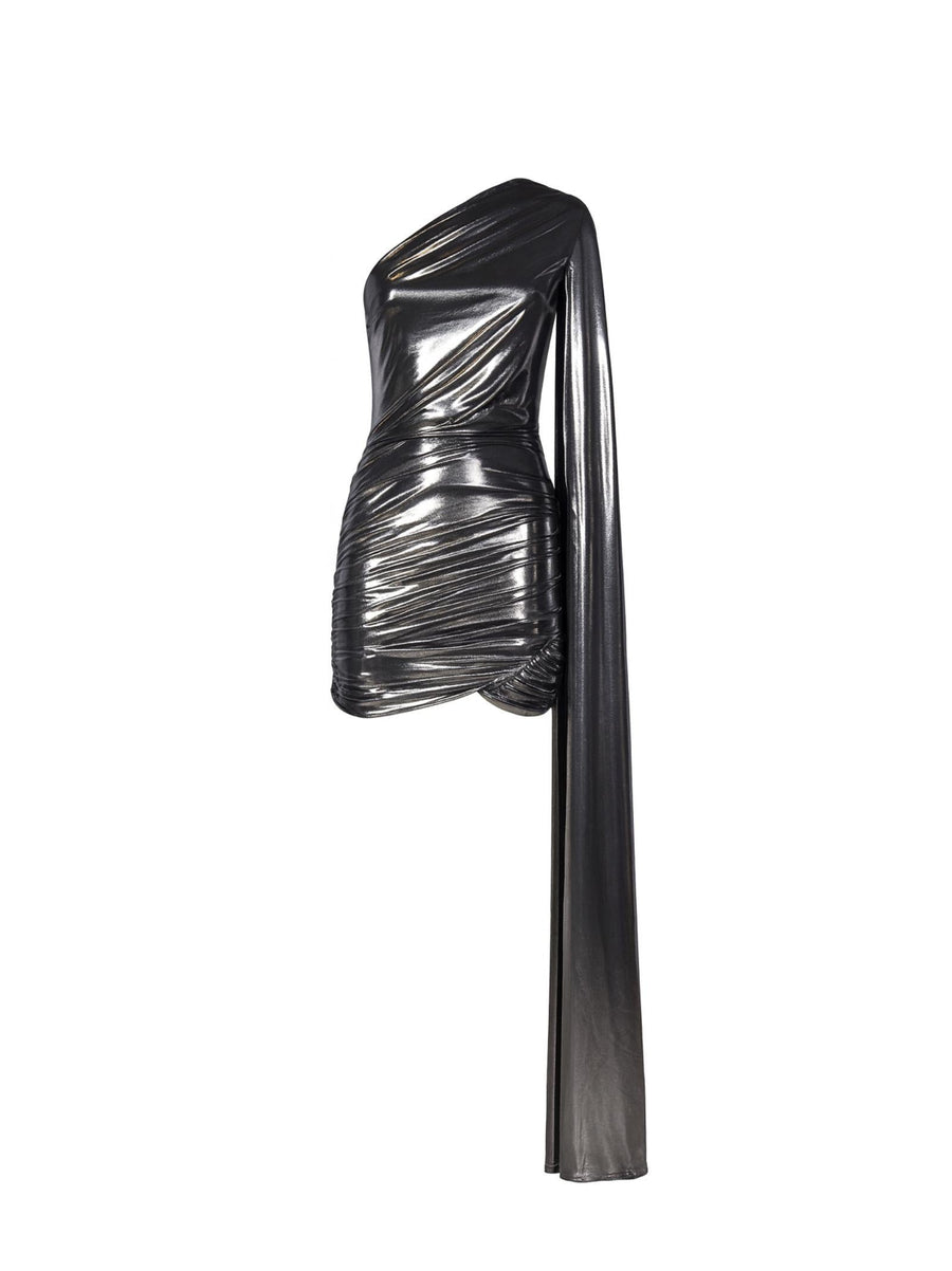 Mini Dress Silver Polyester