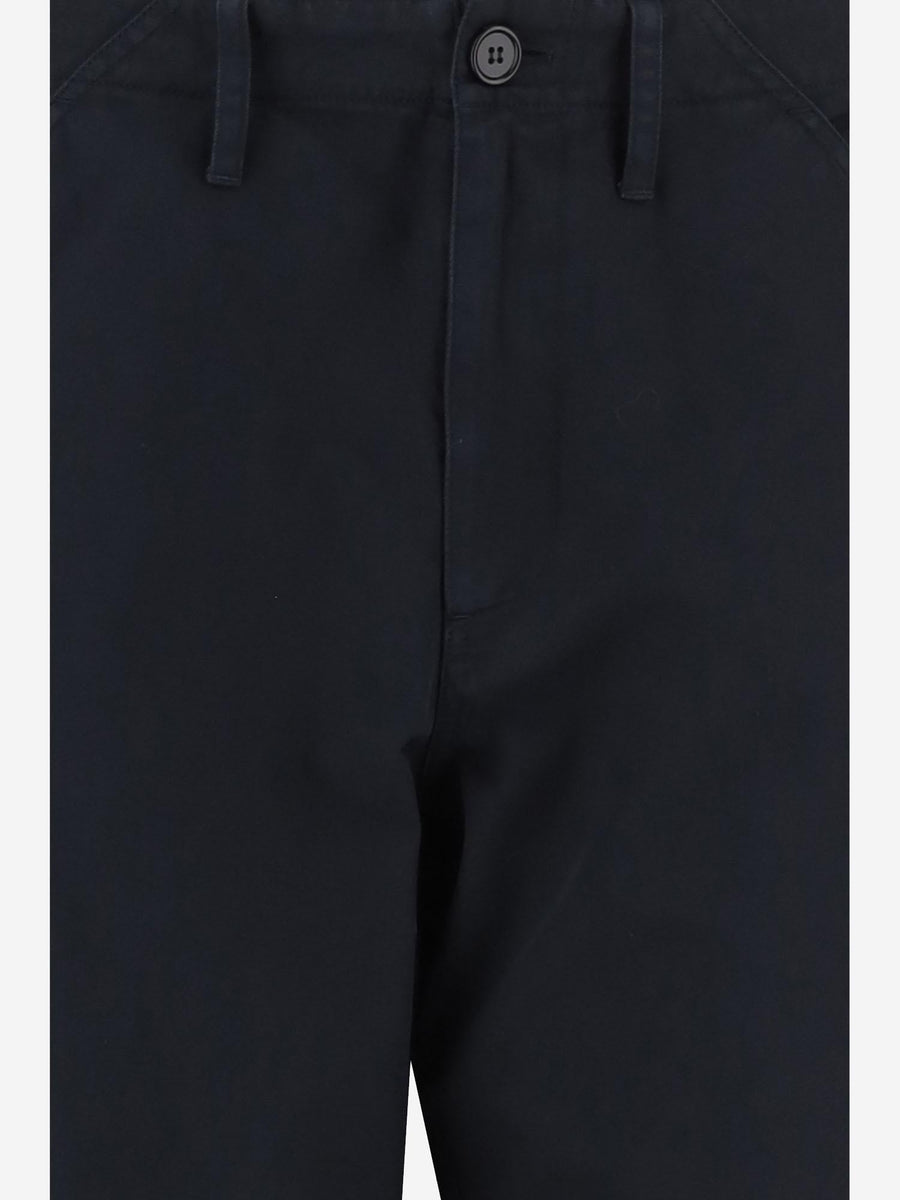 Cotton Cargo Trousers With Check Details Dark Navy