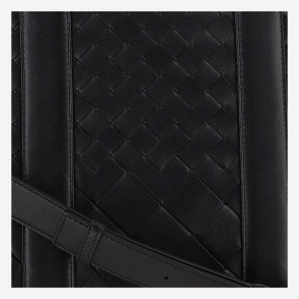 Slim Intrecciato Business Bag Black Calfskin Shoulder