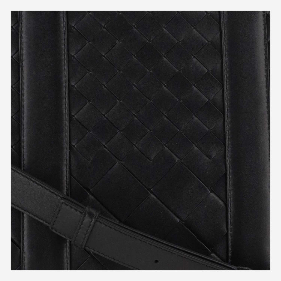 Slim Intrecciato Business Bag Black Calfskin Shoulder