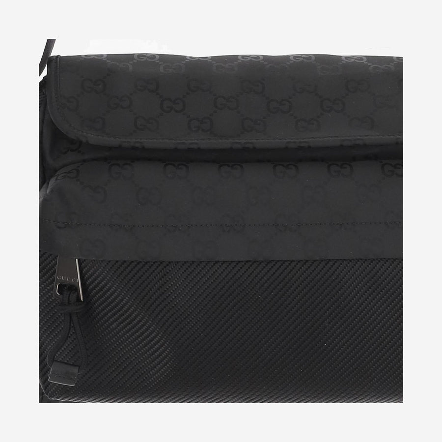 Gg Medium Shoulder Bag Black Polyamide