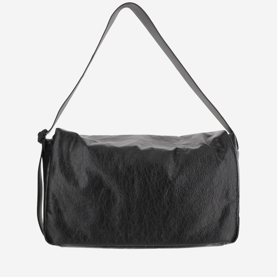 Logo Shoulder Bag Black Leather Handbags
