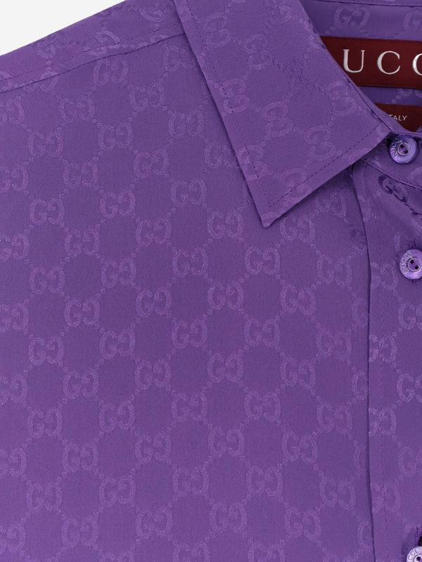 Silk Shirt Gg Jacquard Purple