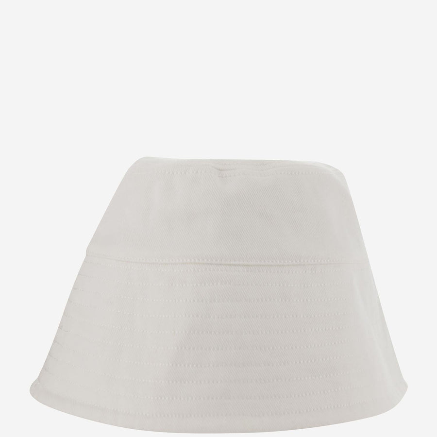 Cotton Bucket Hat With Logo White