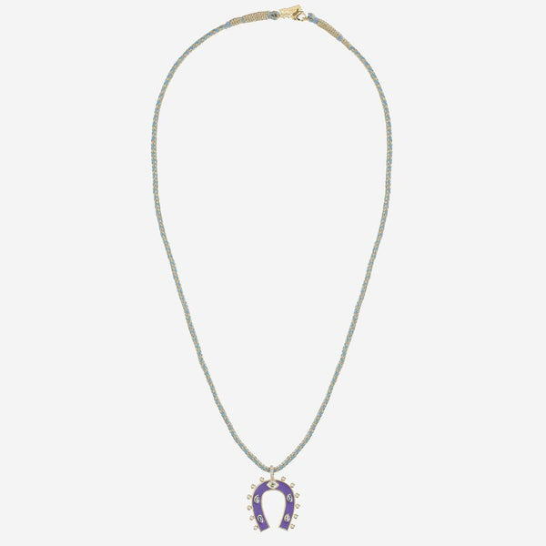 Necklace Mini Horseshoe Gold-Plated Purple Metal