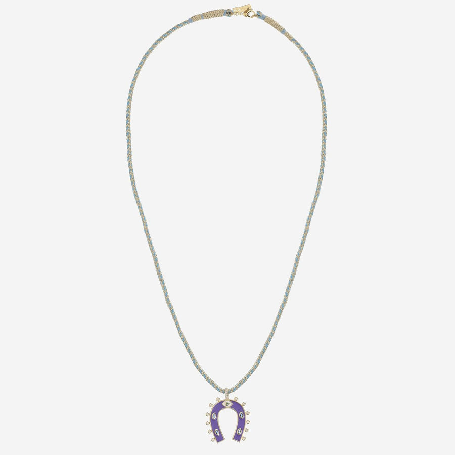 Necklace Mini Horseshoe Gold-Plated Purple Metal