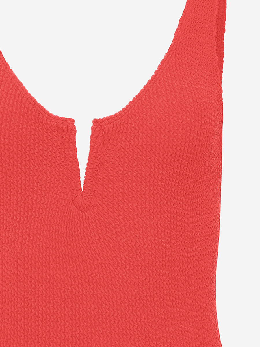 One-Piece Swimsuit Orange Polyester Swimwear