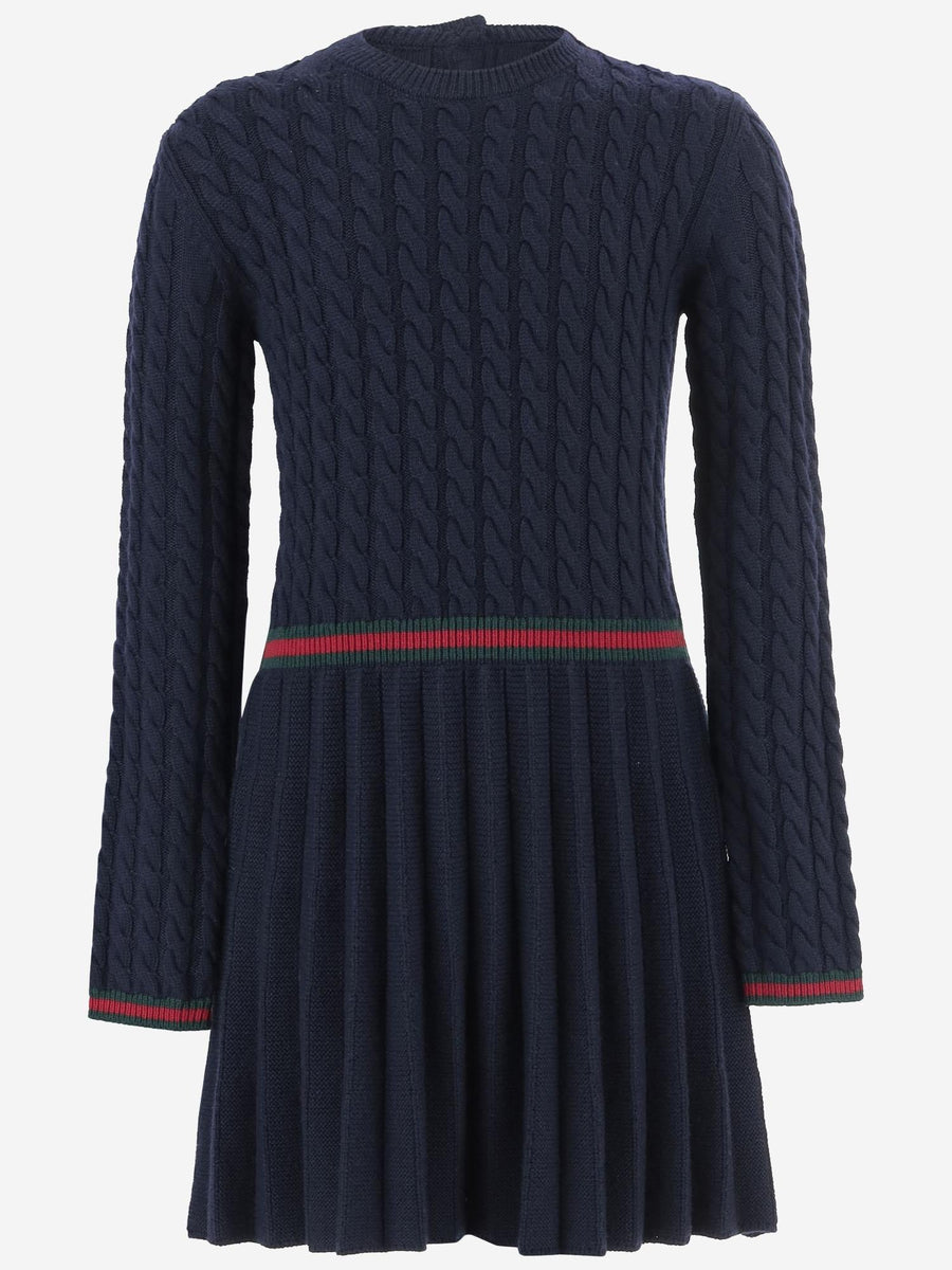 Wool Dress With Web Detail Navy