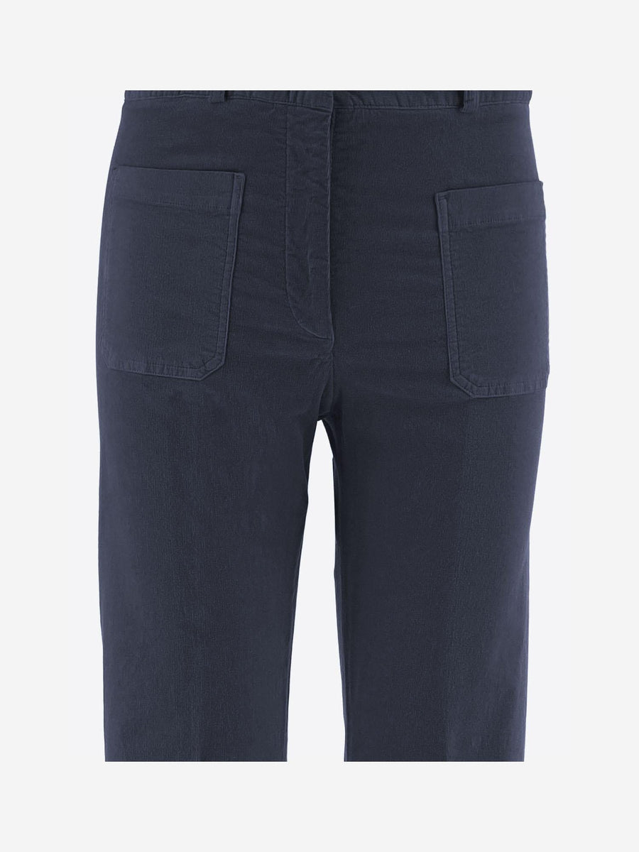 Pants Stretch Cotton Velvet Navy Trousers