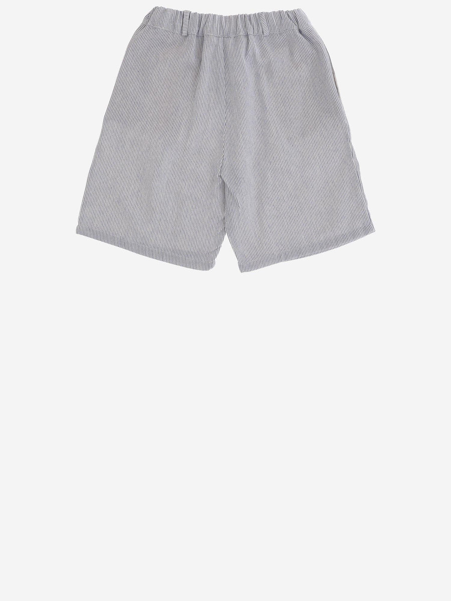 Short Pants Navy Striped Cotton Blend
