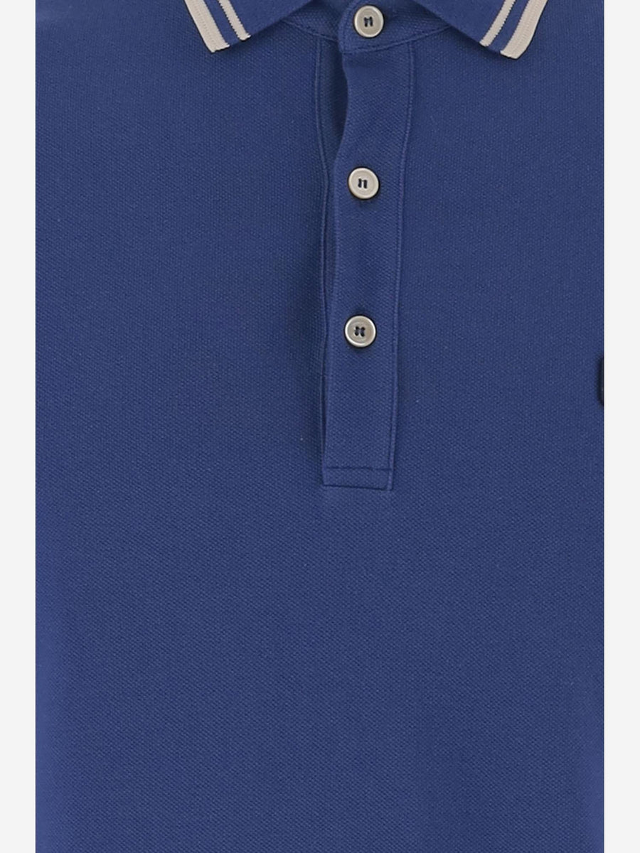 Cotton Polo Shirt With Logo Navy