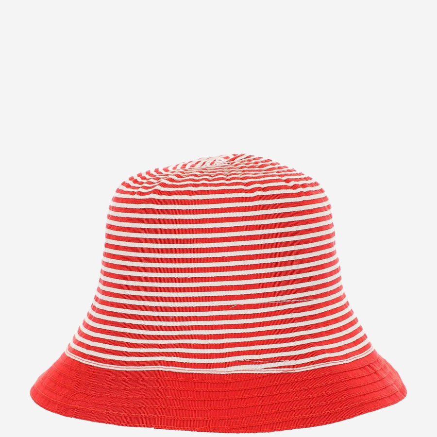 Striped Grosgrain Bucket Hat Red Cotton